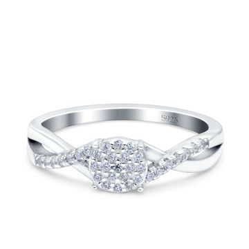 Infinity Wedding Band Ring Round Pave Simulated Cubic Zirconia 925 Sterling Silver (6mm)